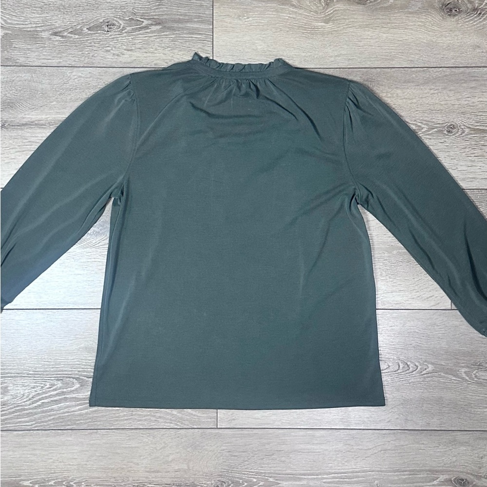 Lucky Brand *Green* Sandwash Ruffled Peasant Top - Picture 13 of 14